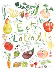 Eat Local Poster Colorful Kitchen Art Print Watercolor Etsy Vegetable Painting Watercolor Fruit Colorful Kitchen Art