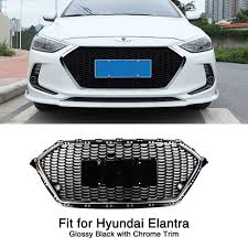 Brand new and painted to match, the hyundai elantra bumpers provide the perfect replacement for your damaged or dented front or rear bumper cover. For Hyundai Elantra Ad 2017 2018 Front Bumper Grille Honeycomb Mesh Chrome Trim Shopee Singapore