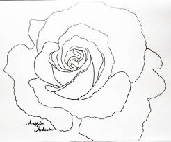 Black And White Watercolor Painting Tutorial Rose Traceable Coloring Sheet By Angela Anderson Rose Painting Drawings Art