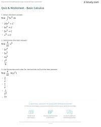 Free calculus booklet with a list of. Quiz Worksheet Basic Calculus Study Com