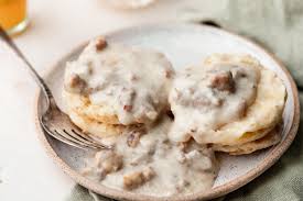 Image result for sausage gravy biscuits