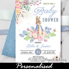 How to throw a peter rabbit baby shower? Peter Rabbit Baby Shower Invites Cupcakemakeover