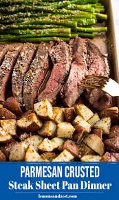 Parmesan Crusted Steak And Potato Sheet Pan Dinner Recipe Sheet Pan Dinners Sheet Pan Dinners Recipes Full Meal Recipes