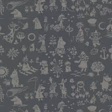 Sandudd Moomin Black Novelty Wallpaper Sample Moomin Wallpaper Brewster Wallpaper Moomin