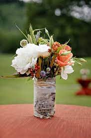 Fall Wedding Table Arrangement With Birch Wrap Birch Wedding Decor Birch Tree Wedding Birch Centerpieces