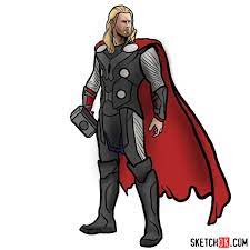 Thor odinson is the current king of asgard, a founding member of the avengers, and the god of thunder. How To Draw Thor Odinson Chris Hemsworth Sketchok