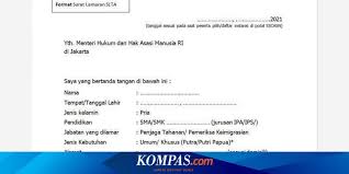 Surat lamaran yang di tulis tangan dan ditandatangani sendiri. Contoh Surat Lamaran Cpns Kemenkumham 2021 Halaman All Kompas Com