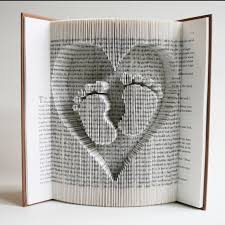 Inverted Heart And Baby Feet Folded Book Art Pattern Folded Book Art Book Folding Patterns Free