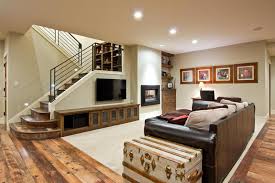 Carpet is warm, soft, and cushioned, making it ideal for covering the cold cement floor. 20 Incredible Finished Basements With Hardwood Flooring