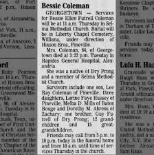 Obituary for Bessie Ellen Futrell Coleman (Aged 84)