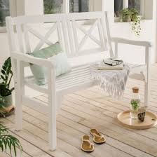 Skandinavisches Design Klappbare Gartenbank Aus Weiss Lackiertem Akazienholz Gartenbank Gartenstuhle Gartenbank Klappbar