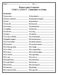 Ustedes se ponen los pantalones cortos cuando hace mucho sol. Avancemos 4 Unit 1 Lesson 2 Exam Review Worksheet Study Guide Tpt