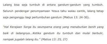 Penulis menyimpulkan bahwa perumpamaan terhadap keledai sangat berkaitan erat dengan situasi dan kondisi tertentu. Apa Maksud Dari Perumpamaan Tersebut Dari Matius 13 24 30 Brainly Co Id