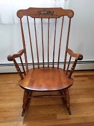 Three Wood Rocking Chairs Incl One Vintage Painted And Two Modern One Stenciled Arrow Back Rocker By S Bent Bros O Wood Rocking Chair Rocking Chair Chair