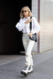 The 2021 Way Of Wearing Your Dr Martens Boots And Where To Buy Them White Boots Outfit How To Style White Doc Martens White Dr Martens Outfit