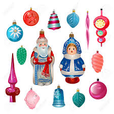 A lead coated bauble, toys crafted in dresden cartonnage and other vintage christmas decorations are on show in the battle of borodino panorama museum in. Set Of Cartoon Retro Christmas Tree Decorations From Ussr Soviet Union New Year Icons Isolated On White Background Colorful Christmas Toys Vector Set Royalty Free Cliparts Vectors And Stock Illustration Image 112380357