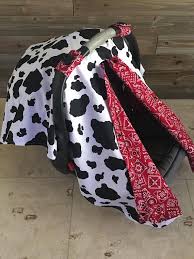 Cow Print Car Seat Canopy Western Carseat Cover Red Bandana Baby Shower Gift Cowboy Cowgirl Baby Carseat Canopy Cow Print Carseat Cover