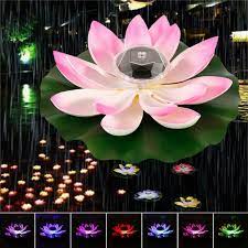 Solar led floating lotus light outdoor pool garden flower lamp water n3b2. Solar Outdoor Floating Lotus Light Pool Garden Water Flower Led Lamp Light Decor Ebay