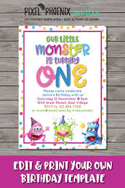 Birthday Invitation Card For 6 Year Old Boy 1st Birthday Invite 1 Year Old Boy Or Girl Monster Party Diy Template Editable Birthday Two Kids Invite Twins Birthday Printable Old Birthday Cards Kids Invitations Birthday Invitations