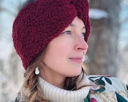 Red Buffalo Plaid Fleece Sherpa Lined Turban Headband Ear Warmer