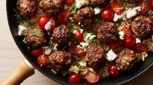 Greek Meatballs And Rice Skillet Recipe Recipes Greek Meatballs Meatballs And Rice