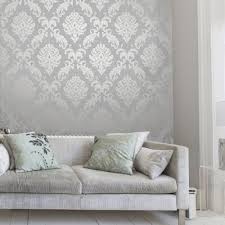 Chelsea Glitter Damask Wallpaper Soft Grey Silver Grey Wallpaper Bedroom Wallpaper Living Room Feature Wall Living Room