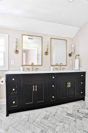Besy heavy duty lavatory glass bathroom shelf, 2 tier tempered glass shower shelves with towel bar wall mounted, shower storage 15 by 5 inches, matte black finish/aluminum. 75 Beautiful Marble Tile Bathroom With Black Cabinets Pictures Ideas July 2021 Houzz