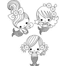 Cute unique illustrations of mermaids and their sea the little mermaid coloring book: Easy Mermaid Coloring Pages For Kids Drawing With Crayons