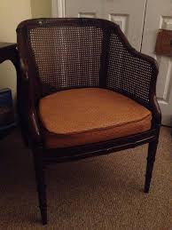 Vintage Bamboo Design Chair Dark Rich Stain Faux Ostrich Leather Seat Cushion 130 Cane Back Chairs Chair Cane Chair