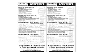 Info loker terbaru terbitan koran riau pos 20 november 2015. Lowongan Kerja Tribun Batam Cari Wartawan Untuk Wilayah Kepri Tribun Batam