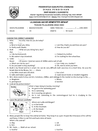 Soal dan jawaban uas (pas) smp kelas 9 semester 1 (ganjil) 2021/2022. Soal Midtest Bahasa Inggris Kelas 9 Semester 1 Jawabanku Id