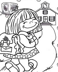 Keep your kids busy doing something fun and creative by printing out free coloring pages. Cute Little Girl On Her First Day Of School Coloring Page Download Print Online Coloring Pages For Free Color Nimbus