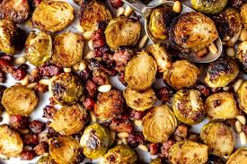 I like the simplicity of this recipe and though i didn't have pecans at that time i used pine nuts. Maple Mustard Roasted Brussels Sprouts With Pancetta Parmesan
