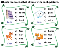 Rhyming words are easy to spot; Rhyming Worksheets