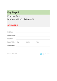 Ks2 New 2016 Sats Style Mathematics 1 Arithmetic Test Year 6 Arithmetic Mathematics Maths Paper
