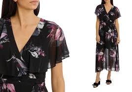March 2018 Black Sheer Dress With Floral And Bird Print Leona By Leona Edmiston Birdie Print Wrap Ggt Flutter Midi Dr Black Sheer Dress Flutter Dress Fashion