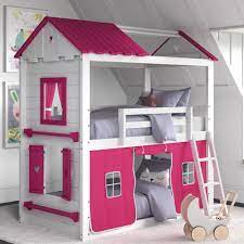 For the girl's bedroom, a playful style in the children's room is centered around vintage artwork, such as the cast aluminum antlers purchased at auction. Zoomie Kids Schoonmaker Twin Over Twin Solid Wood Standard Bunk Bed By Zoomie Kids Reviews Wayfair