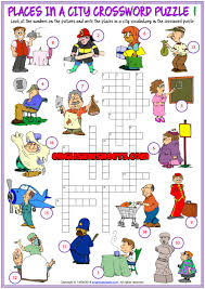 Places In A City Crossword Puzzle Esl Printable Worksheets Kids Worksheets Printables Worksheets For Kids Vocabulary Worksheets