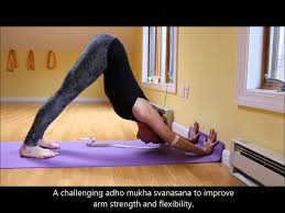Adho Mukha Svanasana Variation For Arm Strength And Flexibility Iyengar Yoga Yoga Practice Basic Yoga