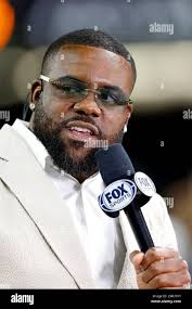 FOX Sports reporter and former running back Mark Ingram before an NFL  preseason football game between the New Orleans Saints and the Houston  Texans, Sunday, Aug. 27, 2023, in New Orleans. (AP