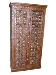 Amazon Com Antique Old Door Armoire Teak Wood Hand Carved Rustic Cabinet India Furniture Home Kitchen Antique Armoire Furniture India Antique Door