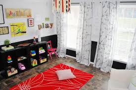 Black And White Kids Play Room Bright Kids Playroom Ideas And Black White Red Color Combination Kids Room Wallpaper Kid Room Decor Colorful Kids Room