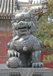 A Look Back Another Of A Guardian Lion In Beijing Stone Lion Guardian Lion Mythological Creatures