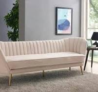 Loveseat sofá de aço inoxidável, moderno creme de veludo tufped tecido  dourado pernas de sala de estar sofá para casa móveis de hotel