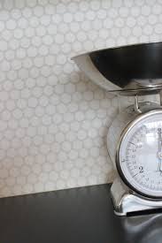 Penny Tile In White With Grey Grout Penny Tile Penny Tiles Kitchen Penny Tile Backsplash