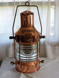 Antique anchor ship lantern nautical maritime boat oil lamp light vintage decor. Vintage Ships Lantern Or Ankerlicht Anchor Light Rotterdam Holland 1950s Copper N Brass N Heavy Duty Glass Stamped Underneath By Maker Vintage Copper Vintage Light