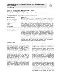 The next time it's just prof. Pdf How Love Is Perceived By Malaysian Malay Children International Journal Of Linguistics Literature And Translation Ijllt Academia Edu