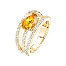 Bague Or Jaune Citrine Et Diamants Heloise Gemmyo