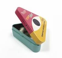 Custom Triangular Tin Can - Hinged Lid, 85x85x30mm - TINSPKG