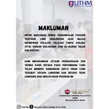 Uthm is also a member of malaysian technical university network (mtun).historyestablishmentthe establishment history of universiti tun hussein onn malaysia started off on 16 september 1993. Pelajar Tanpa Asrama Pta Uthm Home Facebook